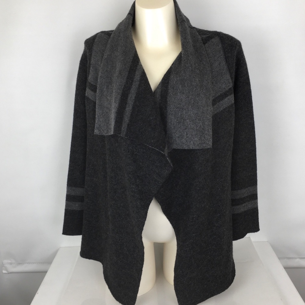 Christopher & Banks Wool Cardigan Sweater Gray Women’s Size M Waterfall Front